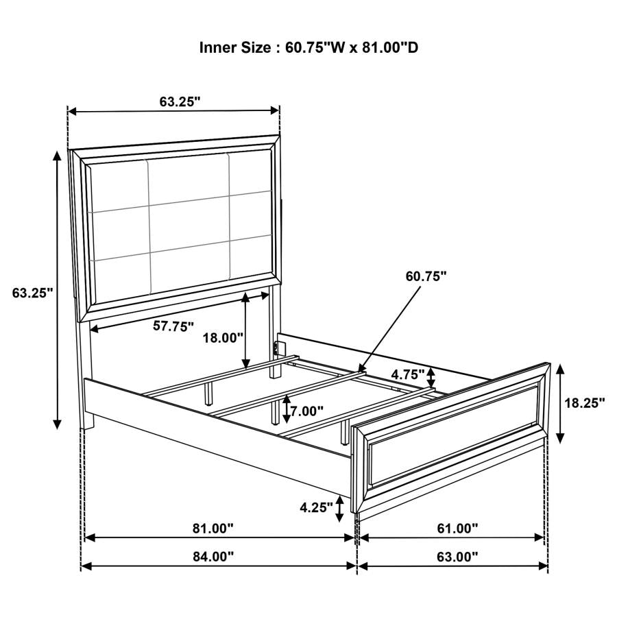 Atlas 63-inch Queen Upholstered Panel Bed Grey and Dark Oak - 215971Q