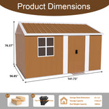 Storage Shed With Windows, Lockable Door & Ventilation For Backyard Tool Organization - Brown
