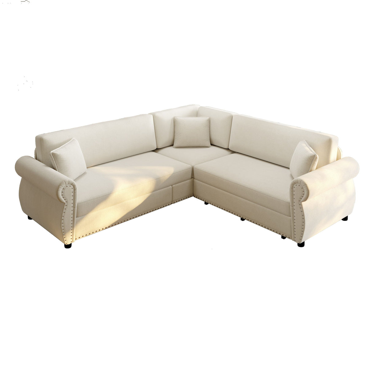 L-Shaped Sofa Couch With Pull-Out Bed