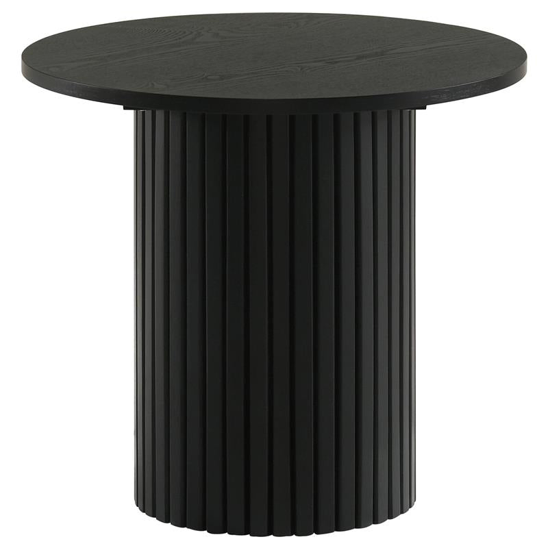 Hamlyn Round Fluted Occasional Side End Table Black - 706507