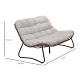 Patio Loveseat Sofa With Extra Thick Tufted Cushion - Brown