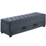 Storage Ottoman With Tufted Seat And Underseat Drawer