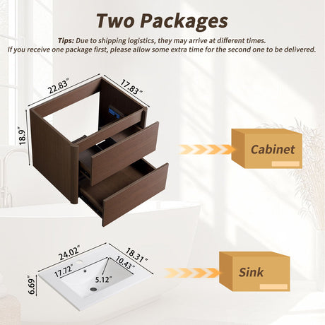 Wall Mounted Floating Bathroom Vanity With Sink And Cabinet