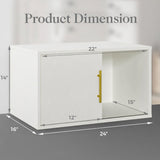 Cube Storage Organizer With Sliding Door Stackable Modular Bookshelf & Storage Cabinet - White