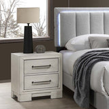 Nightstand With Square Legs And Sleek Handles - Antique White