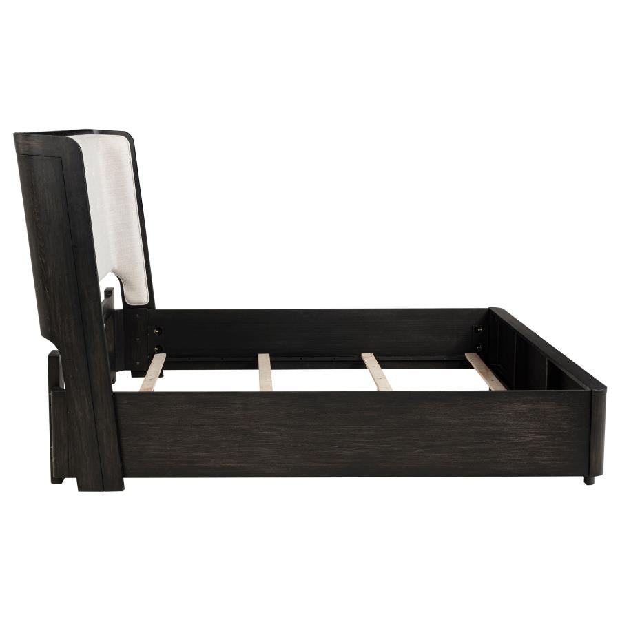 Leandro 55-inch California King Wingback Bed Burnished Black - 222491KW