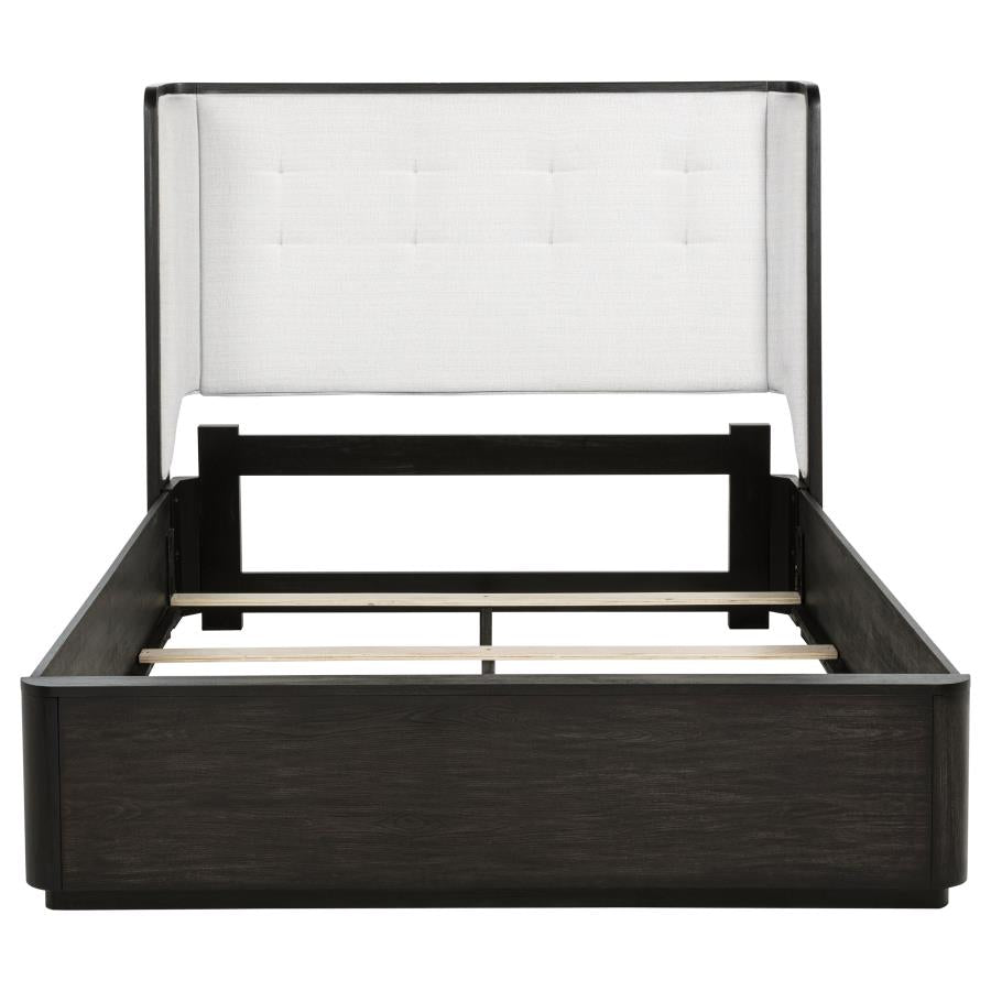 Leandro 55-inch Queen Wingback Bed Burnished Black - 222491Q