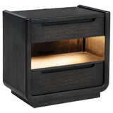 Leandro 2-drawer LED Nightstand with USB Burnished Black - 222492