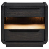 Leandro 2-drawer LED Nightstand with USB Burnished Black - 222492