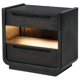 Leandro 2-drawer LED Nightstand with USB Burnished Black - 222492
