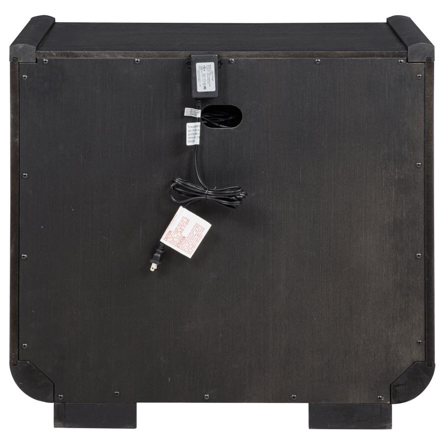 Leandro 2-drawer LED Nightstand with USB Burnished Black - 222492