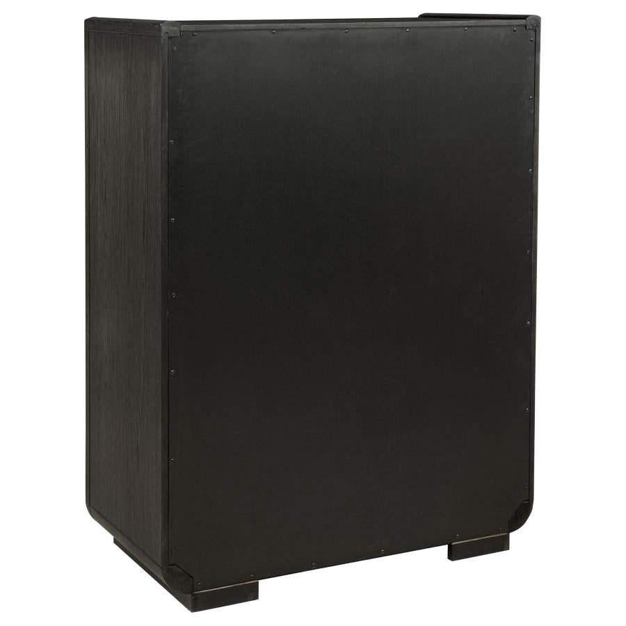 Leandro 5-drawer Bedroom Chest of Drawers Burnished Black - 222495