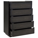 Leandro 5-drawer Bedroom Chest of Drawers Burnished Black - 222495