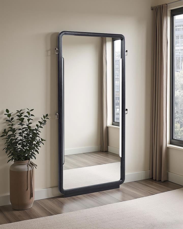 Leandro 76-inch Full Length Floor Mirror Burnished Black - 222498