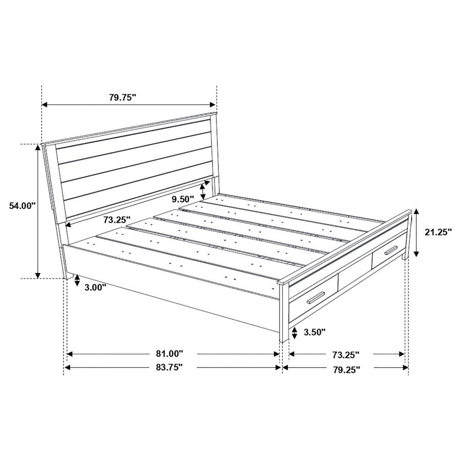 Woodmont Eastern King Storage Bed Rustic Golden Brown - 222631KE