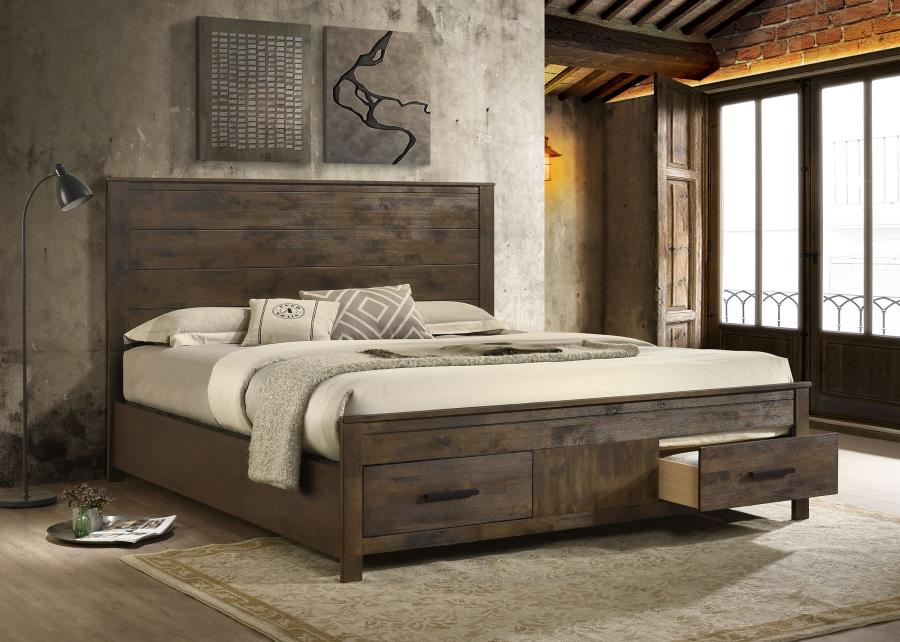 Woodmont California King Storage Bed Rustic Golden Brown - 222631KW