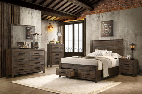 Woodmont California King Storage Bed Rustic Golden Brown - 222631KW
