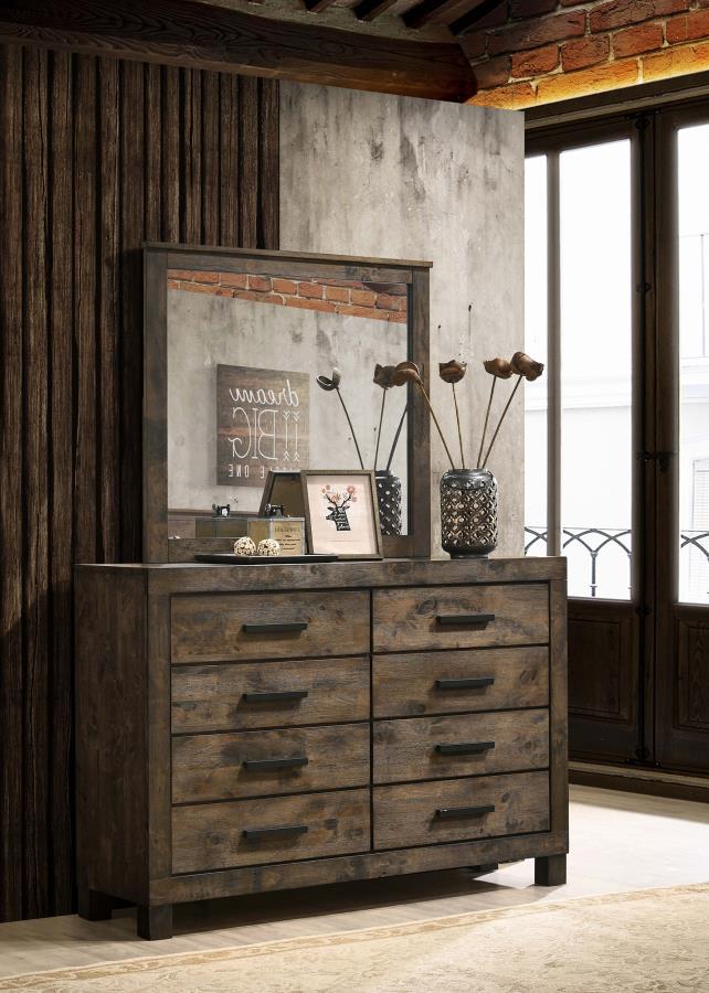 Woodmont 8-drawer Dresser with Mirror Rustic Golden Brown - 222633M