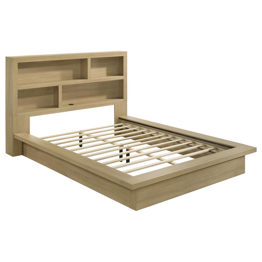Hendricks Queen Bookcase Headboard Platform Bed Light Oak - 222650Q