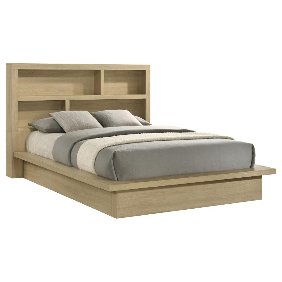 Hendricks Queen Bookcase Headboard Platform Bed Light Oak - 222650Q