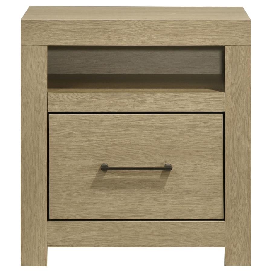 Hendricks 1-drawer Nightstand Bedside Table with Cubby Light Oak - 222652