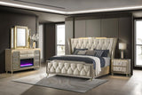 Lorient 4-piece Eastern King Bedroom Set Ivory and Camel - 222661KE-S4B