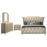Lorient 4-piece Eastern King Bedroom Set Ivory and Camel - 222661KE-S4