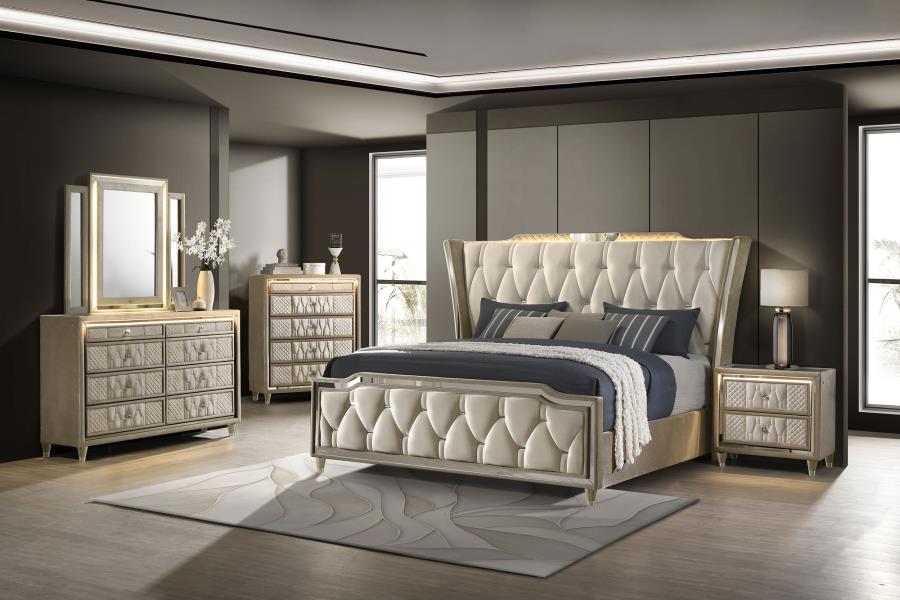 Lorient 5-piece Eastern King Bedroom Set Ivory and Camel - 222661KE-S5