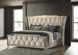 Lorient Eastern King LED Upholstered Bed Ivory and Camel - 222661KE