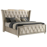 Lorient Eastern King LED Upholstered Bed Ivory and Camel - 222661KE