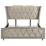 Lorient Eastern King LED Upholstered Bed Ivory and Camel - 222661KE