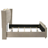 Lorient Eastern King LED Upholstered Bed Ivory and Camel - 222661KE