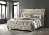 Lorient California King LED Upholstered Bed Ivory and Camel - 222661KW