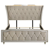 Lorient California King LED Upholstered Bed Ivory and Camel - 222661KW