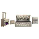 Lorient 5-piece Queen Bedroom Set Ivory and Camel - 222661Q-S5B