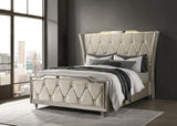 Lorient Queen LED Upholstered Wingback Bed Ivory and Camel - 222661Q
