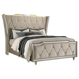Lorient Queen LED Upholstered Wingback Bed Ivory and Camel - 222661Q