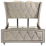 Lorient Queen LED Upholstered Wingback Bed Ivory and Camel - 222661Q