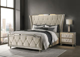 Lorient Queen LED Upholstered Wingback Bed Ivory and Camel - 222661Q