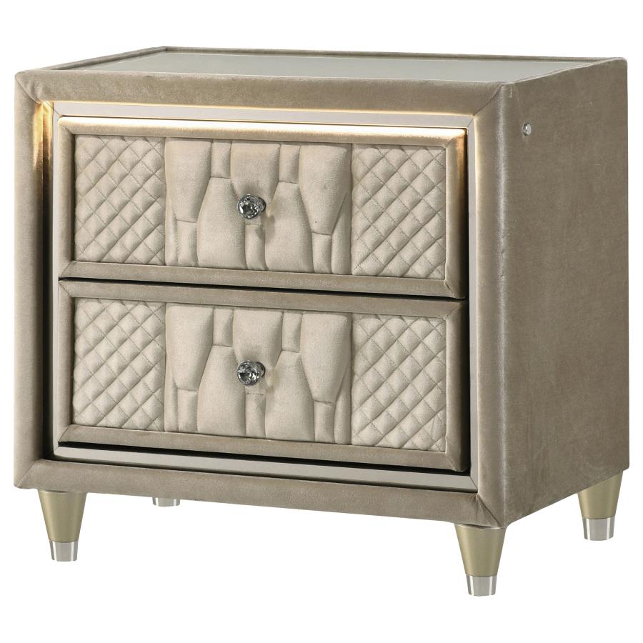 Lorient 2-drawer LED Nightstand with USB Ivory and Camel - 222662