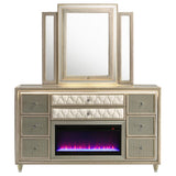 Lorient 8-drawer LED Flame Box Dresser and Mirror Ivory Camel - 222663FBM