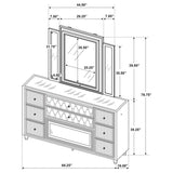 Lorient 8-drawer LED Flame Box Dresser and Mirror Ivory Camel - 222663FBM
