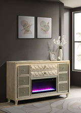 Lorient 8-drawer LED Bedroom Flame Box Dresser Ivory Camel - 222663FB
