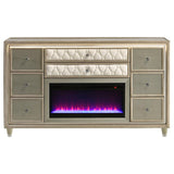 Lorient 8-drawer LED Bedroom Flame Box Dresser Ivory Camel - 222663FB