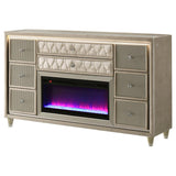 Lorient 8-drawer LED Bedroom Flame Box Dresser Ivory Camel - 222663FB