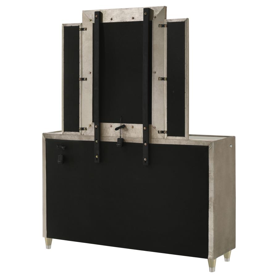 Lorient 8-drawer LED Dresser with Mirror Ivory and Camel - 222663M