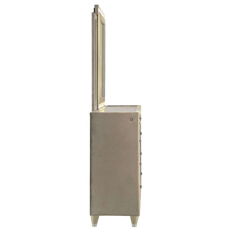 Lorient 8-drawer LED Dresser with Mirror Ivory and Camel - 222663M