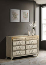 Lorient 8-drawer LED Bedroom Dresser Cabinet Ivory and Camel - 222663