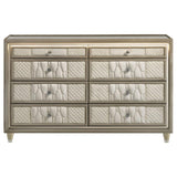 Lorient 8-drawer LED Bedroom Dresser Cabinet Ivory and Camel - 222663