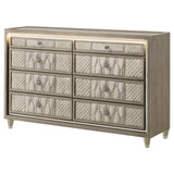 Lorient 8-drawer LED Bedroom Dresser Cabinet Ivory and Camel - 222663